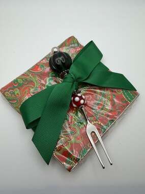 Mud Pie Holiday Paisley Napkin and Fork Set, Item 141709